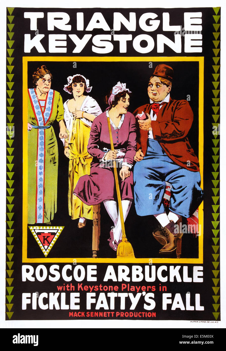 WANKELMÜTIG fetthaltige Herbst US-Plakat, von links: Phyllis Allen, Minta Durfee, Ivy Crosthwaite, Roscoe "Fatty" Arbuckle, 1915 Stockfoto