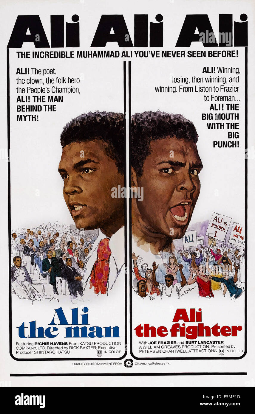 DIE Kämpfer (aka ALI THE FIGHTER, auch bekannt als ALI, der Mann), Muhammad Ali auf Plakatkunst, 1974. Stockfoto