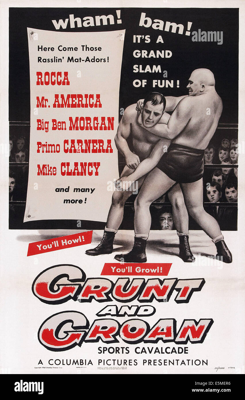 GRUNZEN und STÖHNEN Sport Kavalkade, US Plakatkunst, 1954 Stockfoto