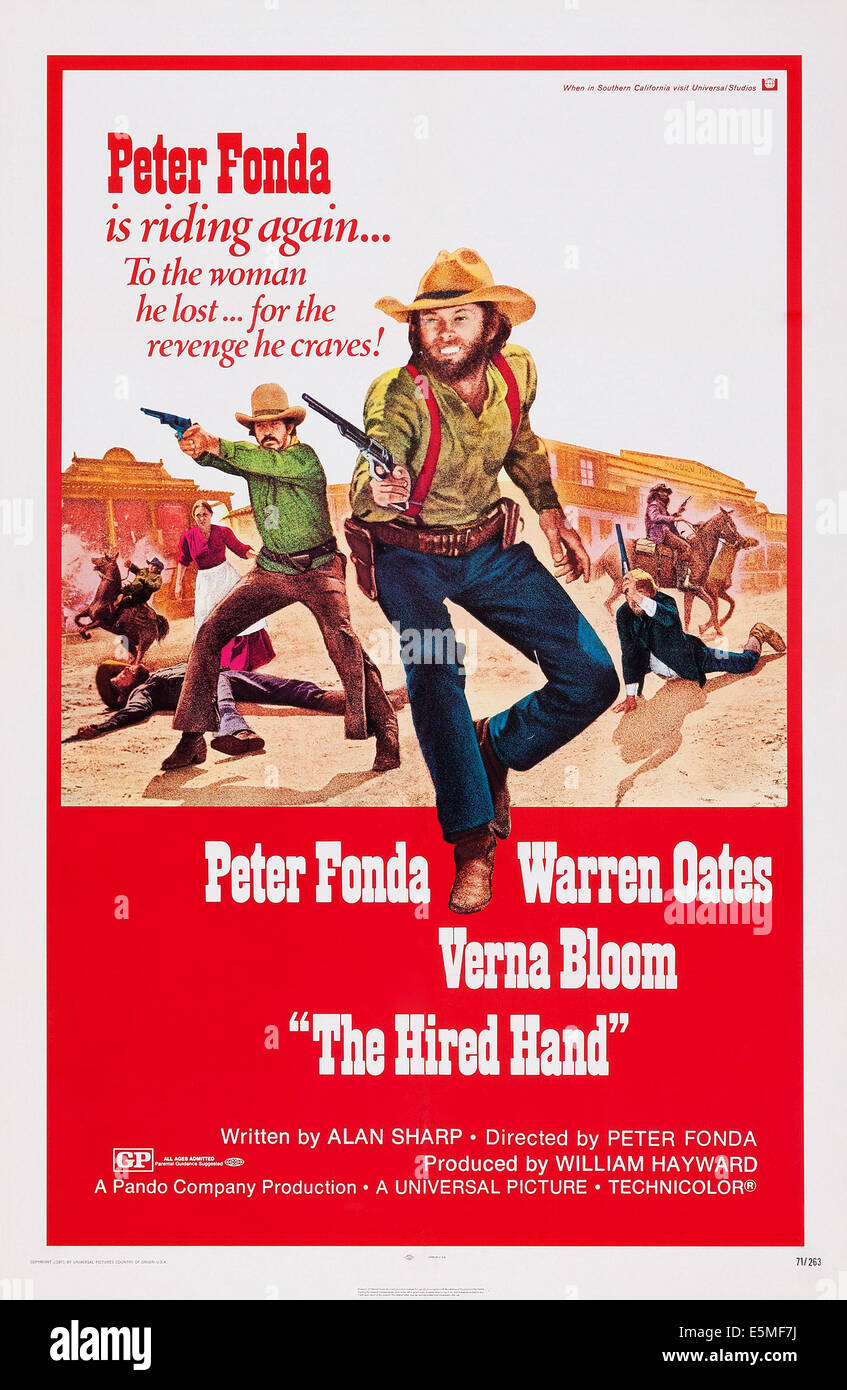 THE HIRED HAND, US-Plakat, von links: Warren Oates, Peter Fonda, 1971 Stockfoto