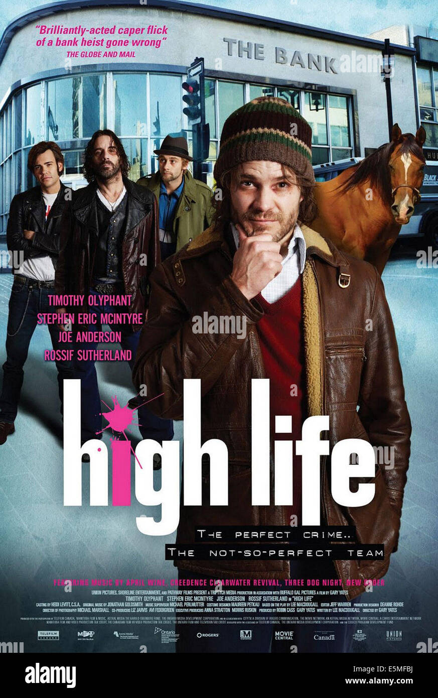 HIGH LIFE, l-r: Rossif Sutherland, Stephen Eric McIntyre, Joe Anderson, Timothy Olyphant auf US-Plakatkunst, 2009 © Union Stockfoto