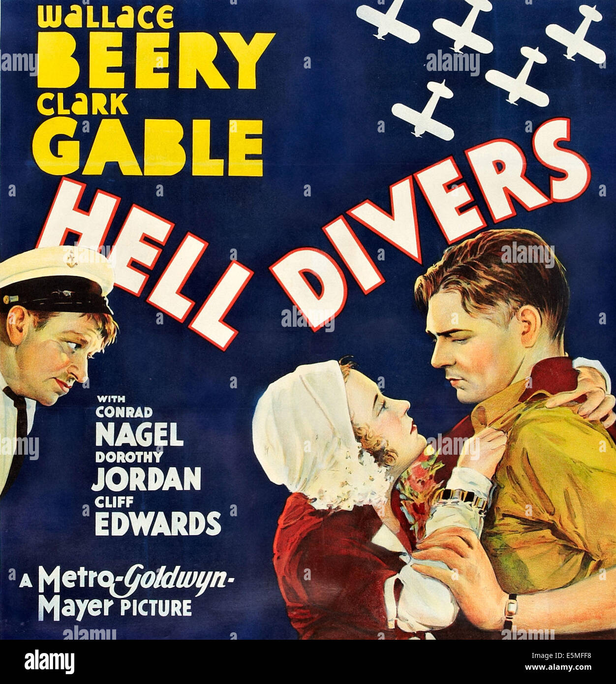 Hölle Taucher, l-r: Wallace Beery, Dorothy Jordan, Clark Gable auf Plakatkunst, 1931. Stockfoto