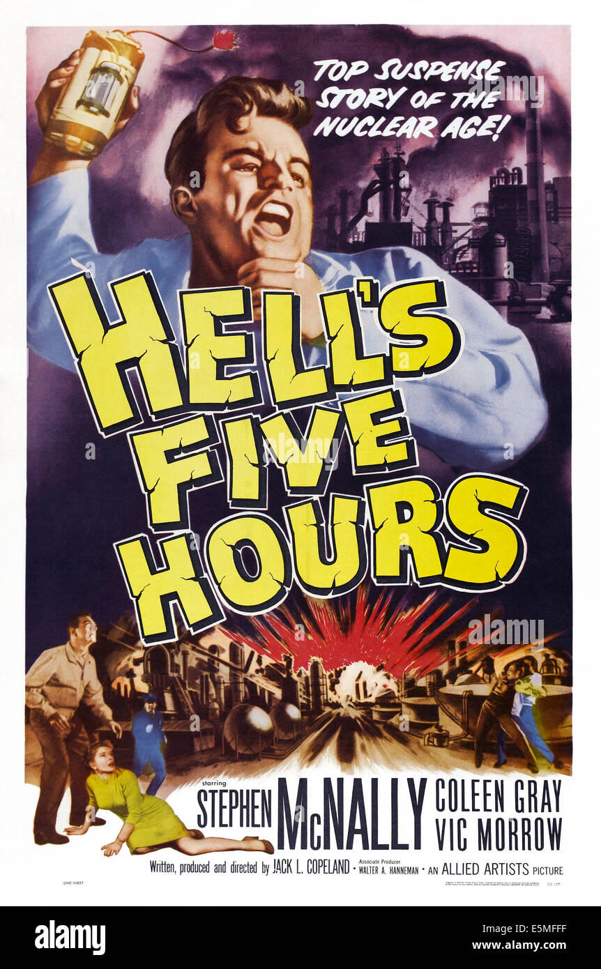Hölle ist fünf Stunden US-Plakat, Vic Morrow (oben), 1958 Stockfoto