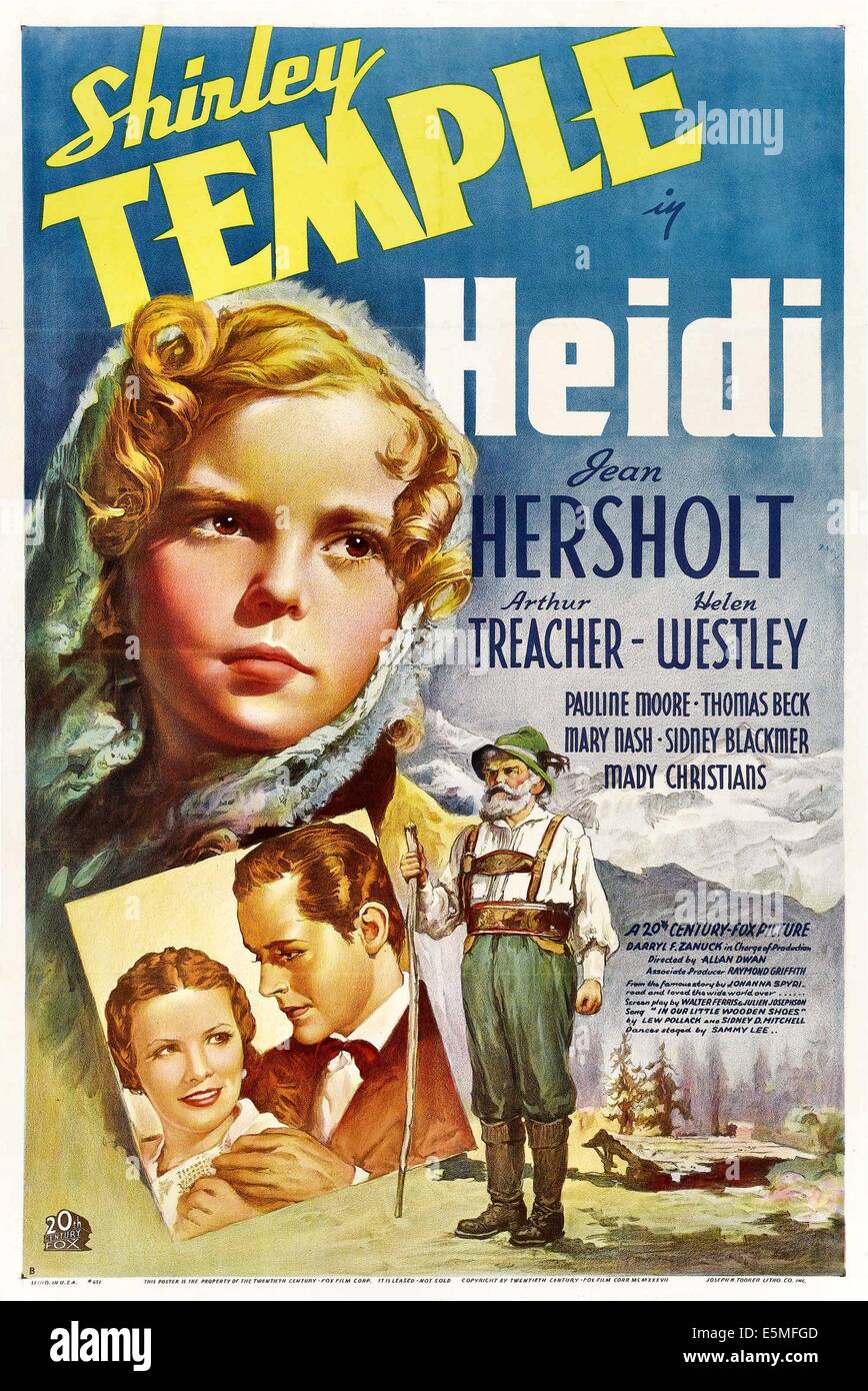 HEIDI, top: Shirley Temple, unten von links: Pauline Moore, Thomas Beck, Jean Hersholt, 1937, TM und Copyright © 20th Century Stockfoto