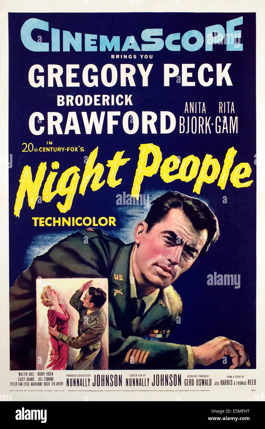 Nacht Leute, Gregory Peck, 1954. Stockfoto