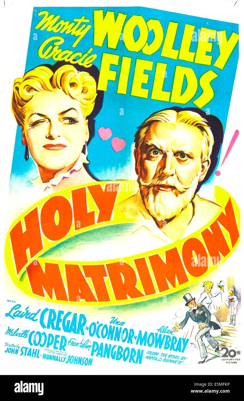 HOLY MATRIMONY, US-Plakat, oben von links: Gracie Fields, Monty Woolley, 1943, TM und Copyright © 20. Century Fox Film Corp. Stockfoto HOLY MATRIMONY, US-Plakat, oben von links: Gracie Fields, Monty Woolley, 1943, TM und Copyright © 20. Century Fox Film Corp. Stockfoto