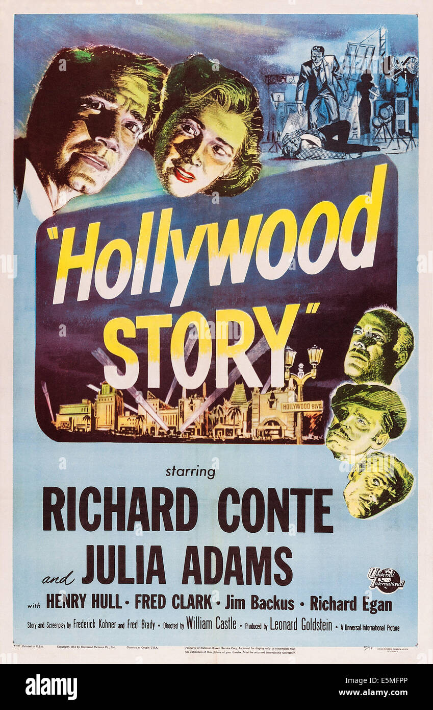HOLLYWOOD Geschichte, US-Plakatkunst, oben, von links: Richard Conte, Julie Adams, 1951 Stockfoto