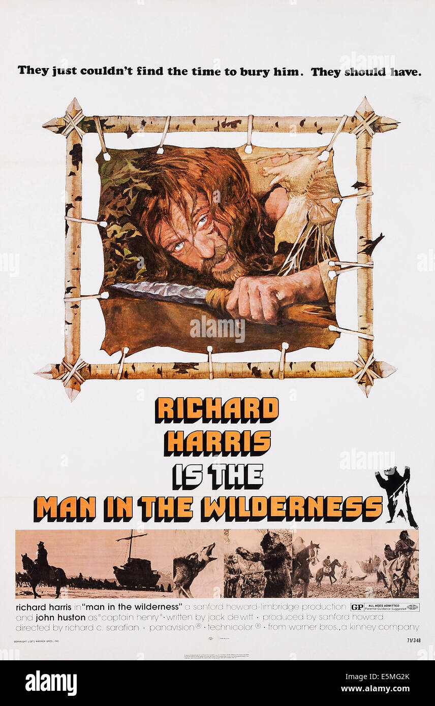 MAN IN THE WILDERNESS, US Plakatkunst, Richard Harris, 1971 Stockfoto