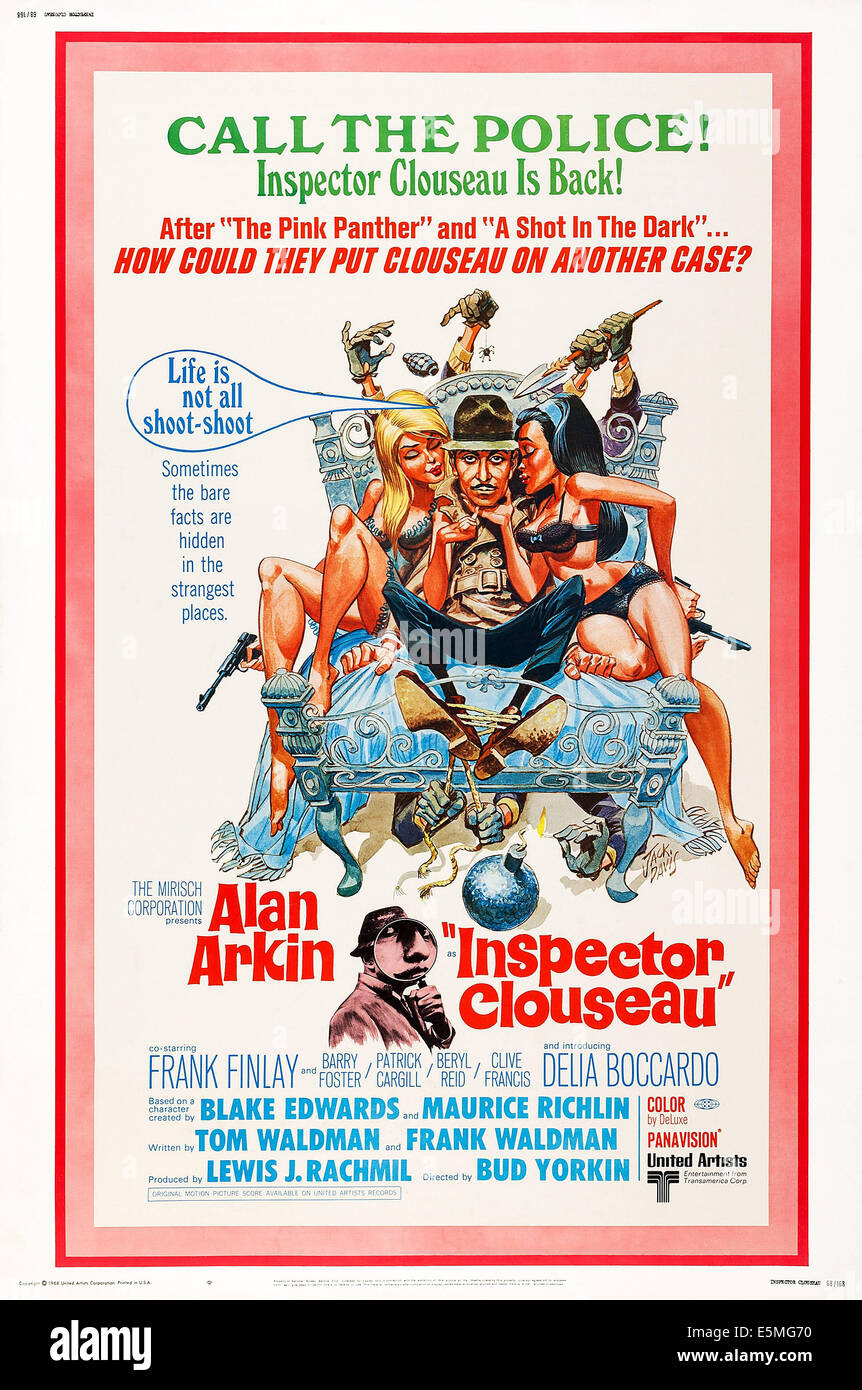 Inspektor CLOUSEAU, oben in der Mitte und unten: Alan Arkin auf Plakatkunst, 1968 Stockfoto
