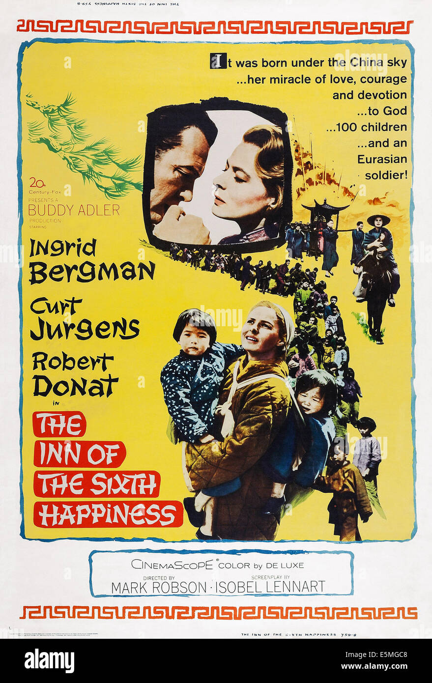 Das INN von der sechsten Glück, US Plakatkunst, oben einfügen: Curd Jürgens, Ingrid Bergman; unten: Ingrid Bergman, 1958. TM und Stockfoto