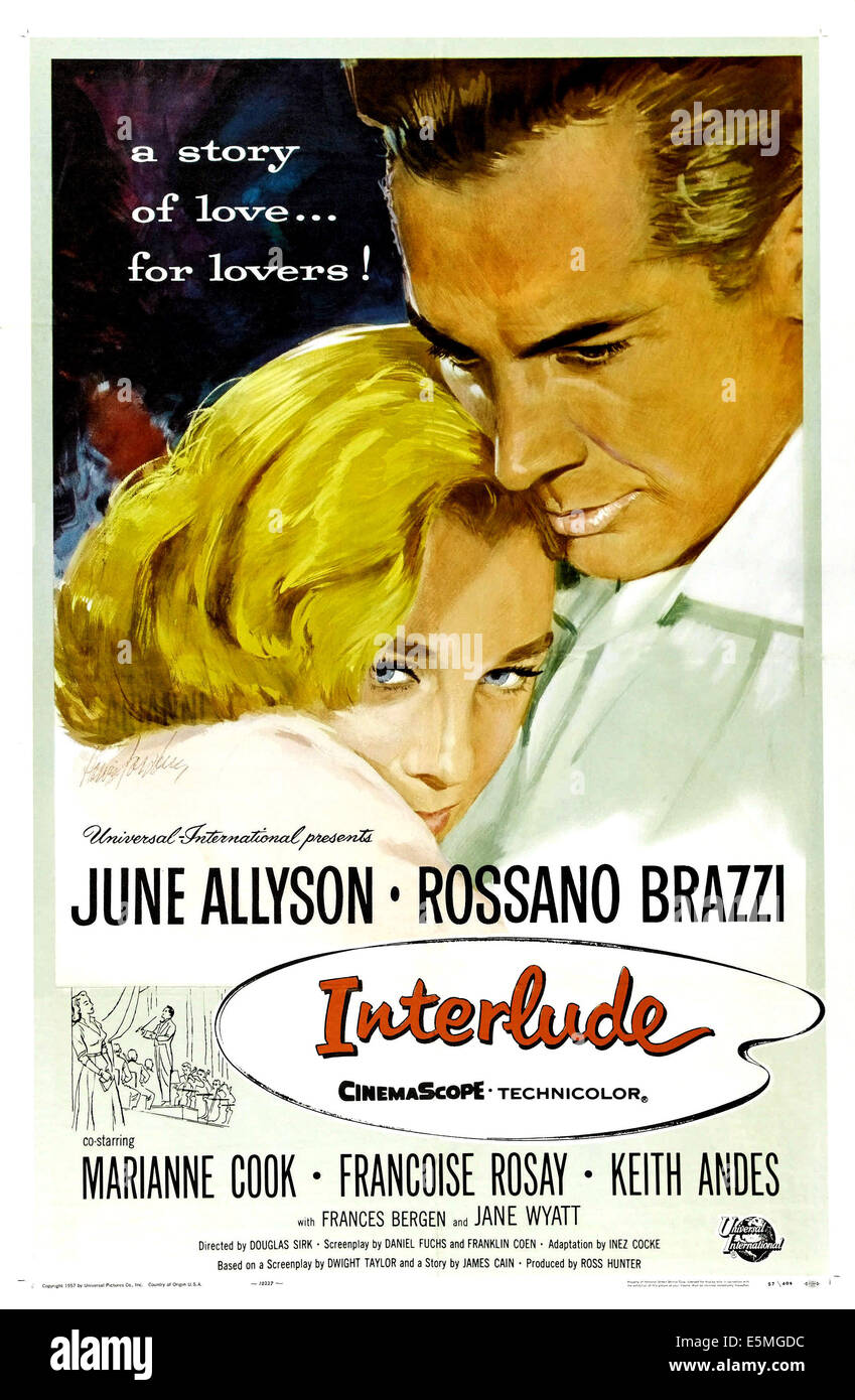 Intermezzo, US-Plakat-Kunst, von links: June Allyson, Rossano Brazzi, 1957 Stockfoto