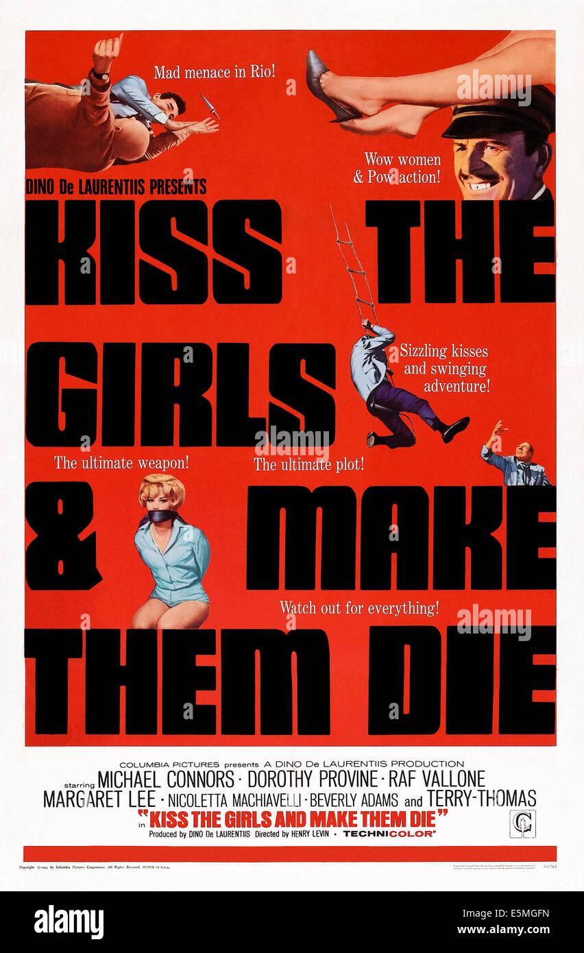 KISS THE GIRLS und machen Ihnen sterben, (aka SE TUTTE LE DONNE DEL MONDO), US-Plakat, Terry-Thomas (oben links), Dorothy Provine Stockfoto