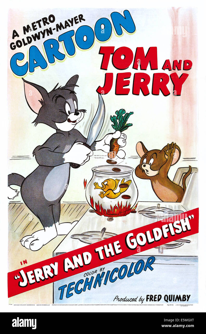 JERRY und THE GOLDFISH, US-Plakat, von links: Tom Cat, Jerry Maus, 1951 Stockfoto