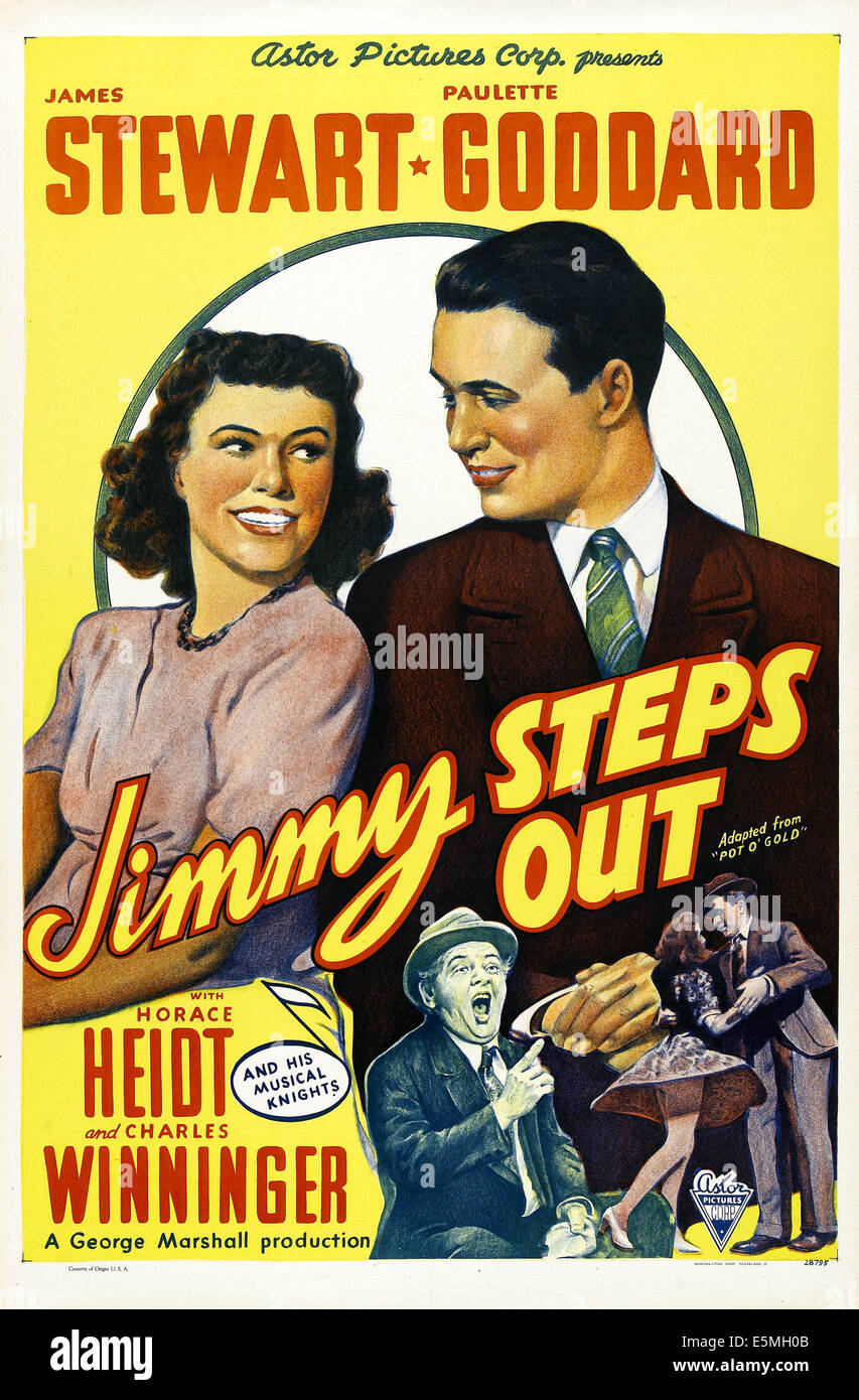 JIMMY STEPS OUT, (aka Topf o), US-Plakatkunst von oben: Paulette Goddard, James Stewart, Charles Winninger, 1941 Stockfoto