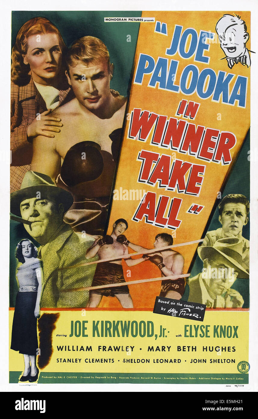 JOE PALOOKA IN WINNER TAKE ALL, von oben: Elyse Knox, Joe Kirkwood Jr., William Frawley, Mary Beth Hughes, rechts von oben: Stockfoto