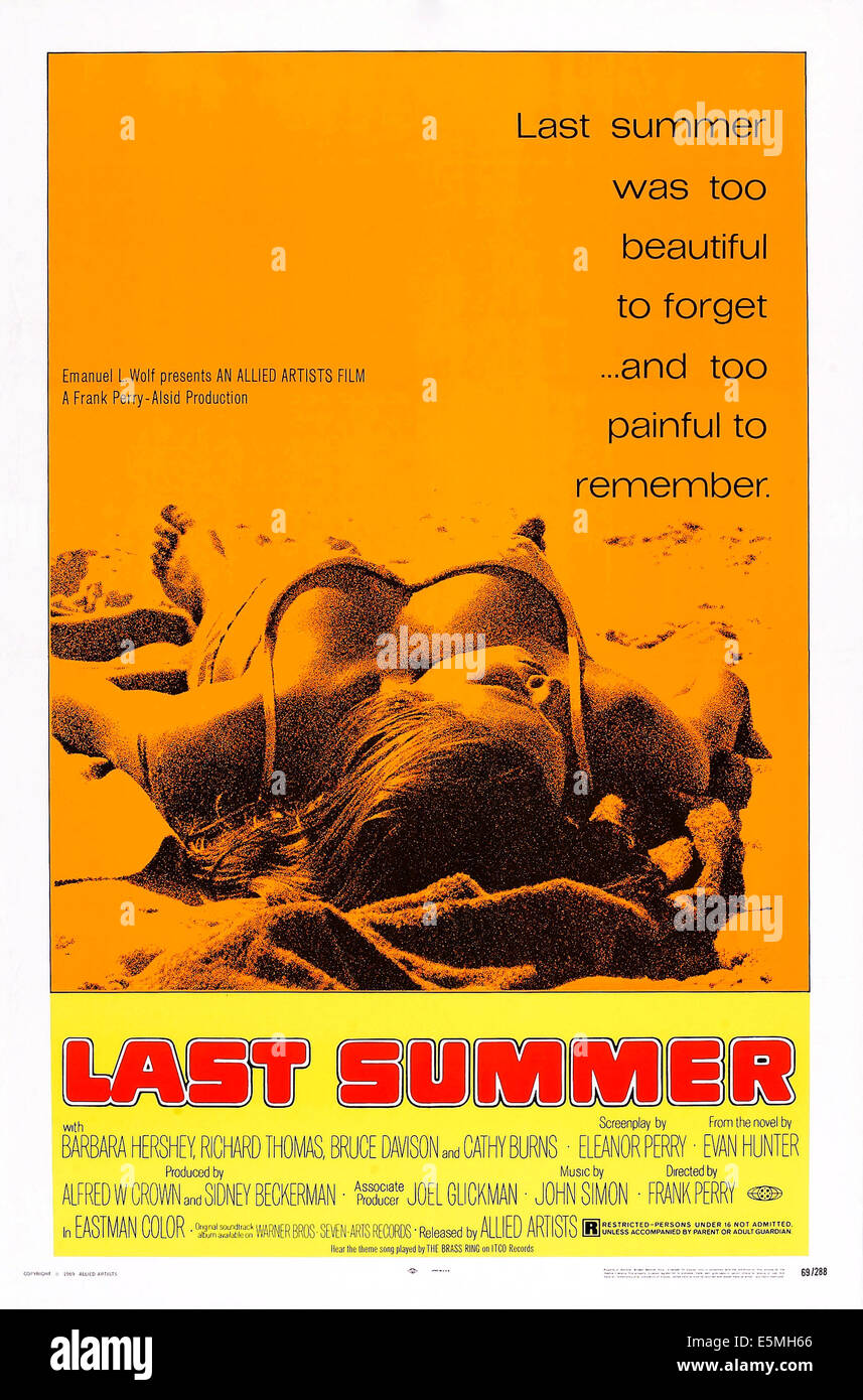 LETZTEN Sommer, Plakatkunst, 1969. Stockfoto