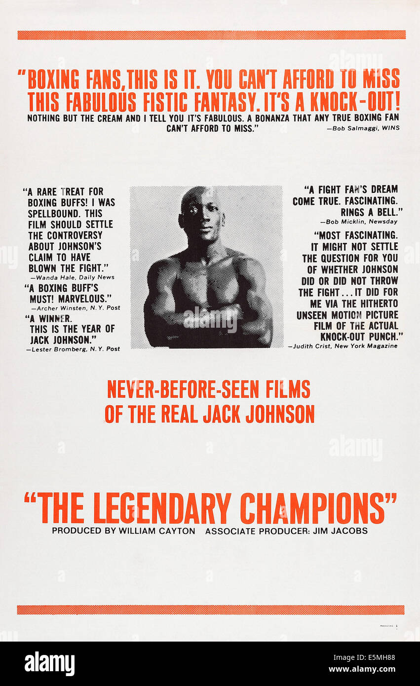 DIE legendären CHAMPIONS, US-Plakat, Jack Johnson, 1971 Stockfoto
