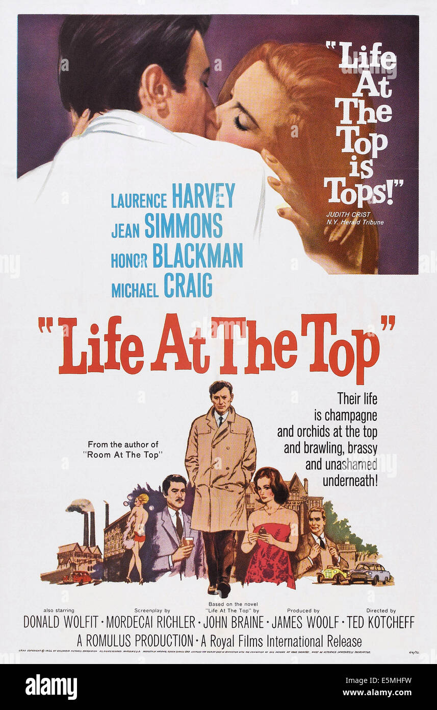 LIFE AT THE TOP, US-Poster, Laurence Harvey (unten Mitte), Jean Simmons (unten rechts), 1965 Stockfoto