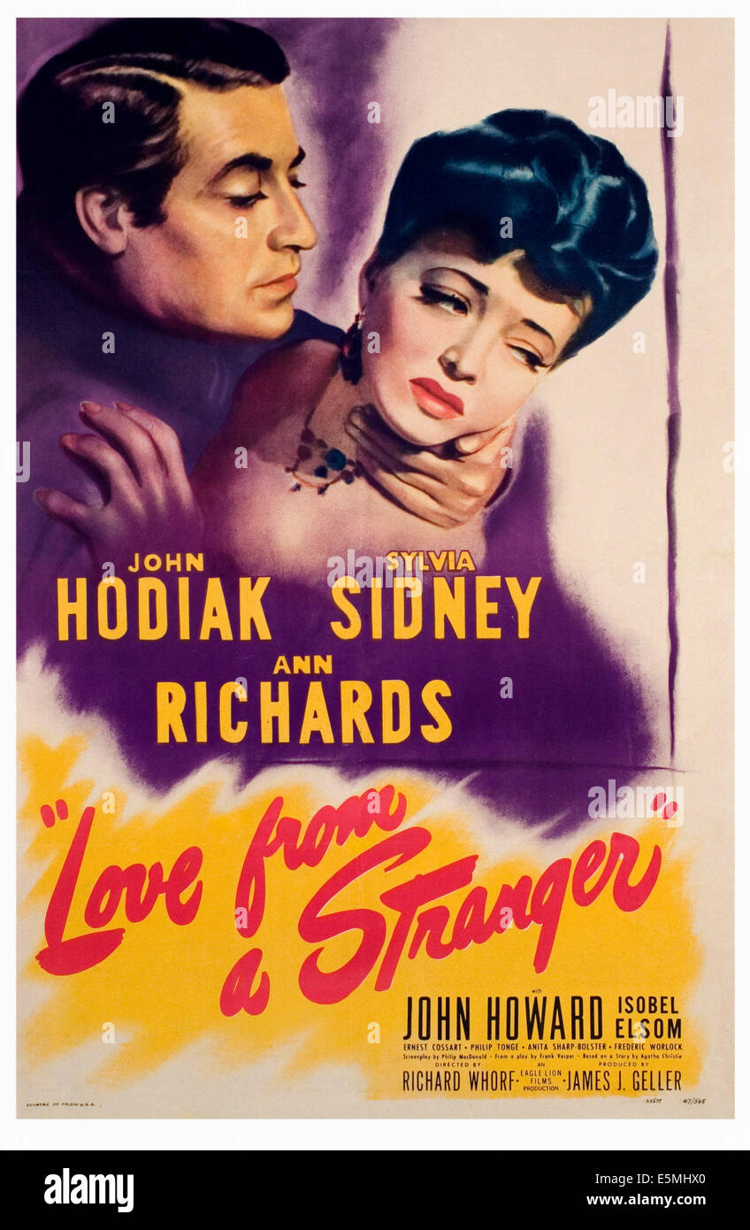 Liebe von einem fremden John Hodiak, Sylvia Sidney, 1947. Stockfoto