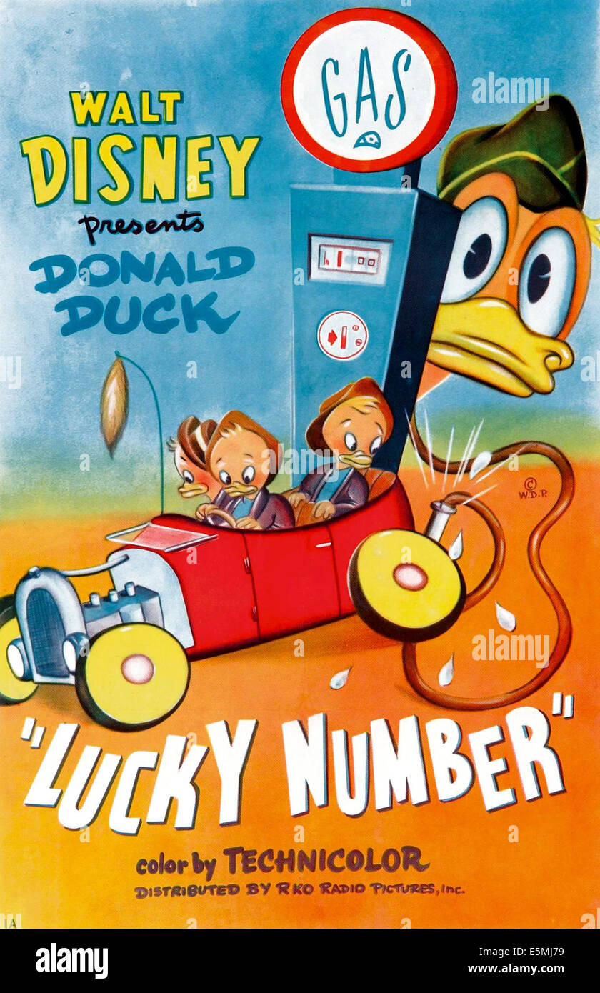 GLÜCKLICHE Zahl, US Plakatkunst, von links: Huey, Dewey Louie, Donald Duck, 1951 Stockfoto
