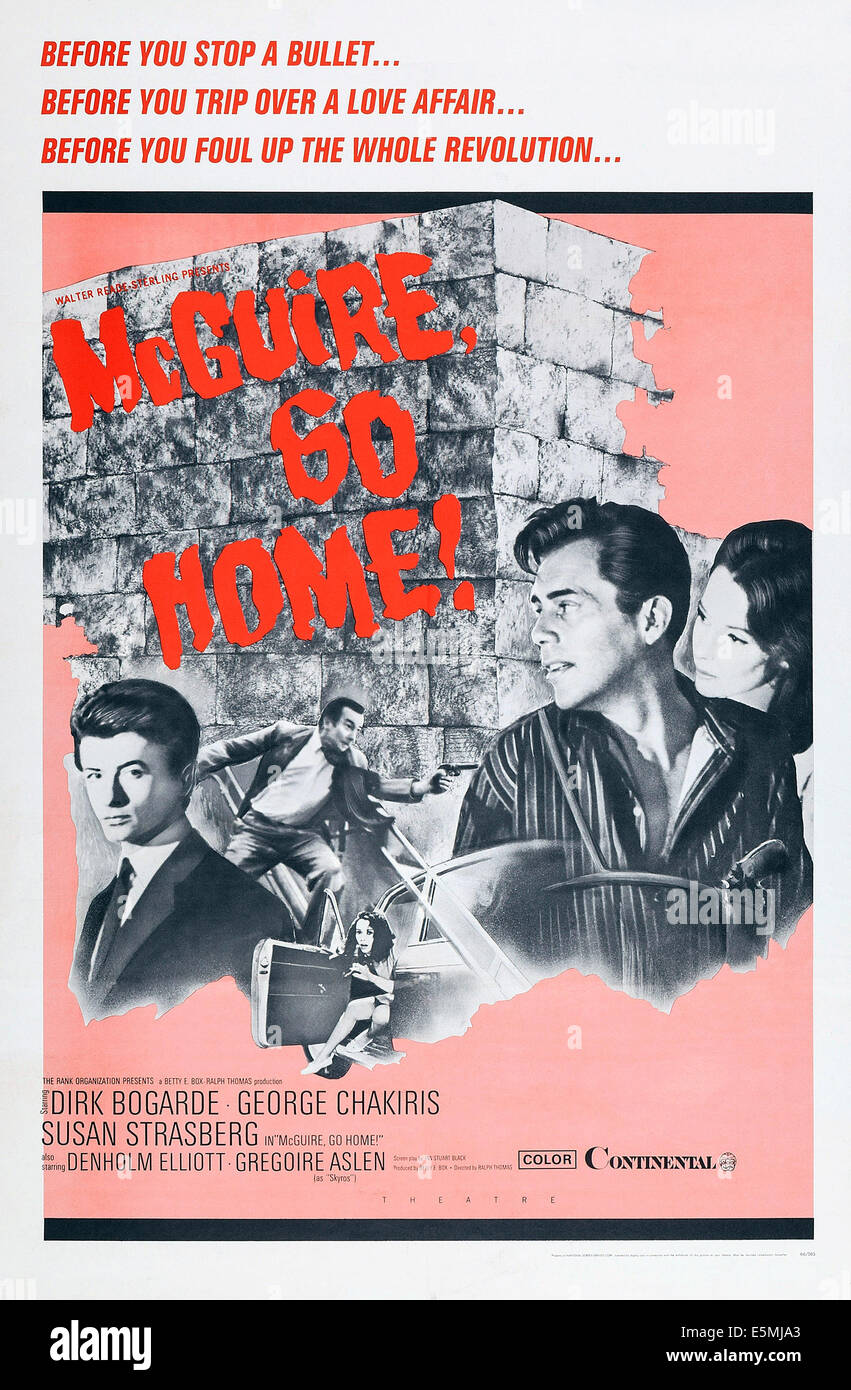 MCGUIRE, GO HOME!, (aka die hohe helle Sonne, aka ein DATE mit dem Tod), l-r: George Chakiris, Denholm Elliott, Dirk Bogarde, Susan Stockfoto