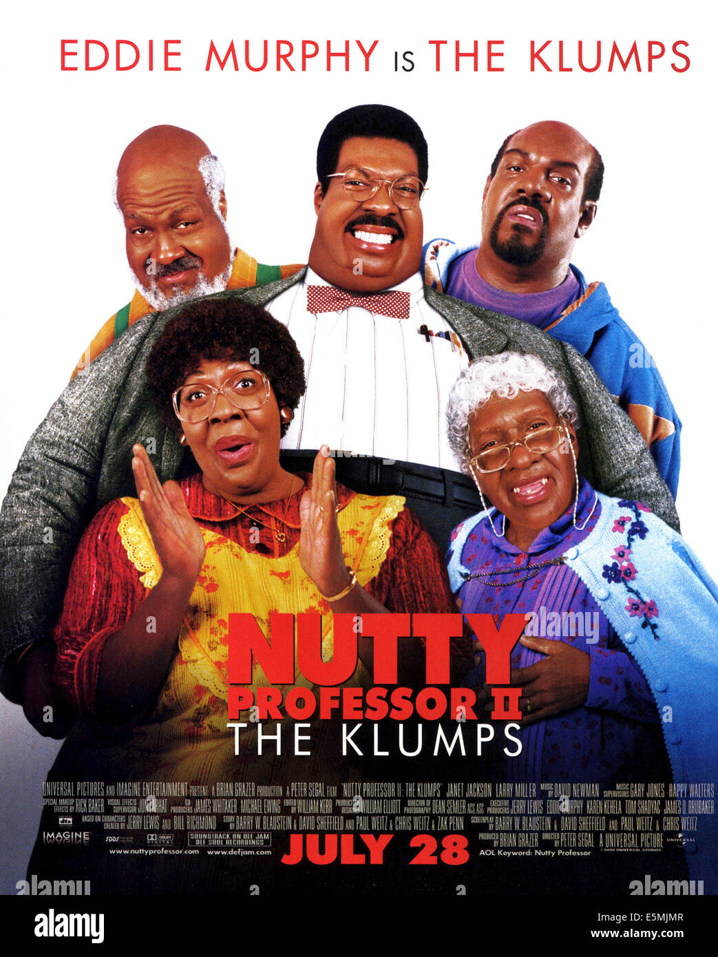 NUTTY PROFESSOR II: THE KLUMPS, Eddie Murphy (wie alle fünf Zeichen), 2000. © Universal/Courtesy Everett Collection Stockfoto