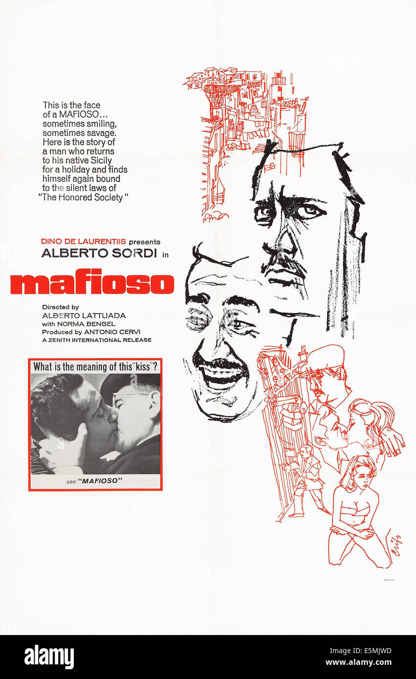 MAFIOSO, US Plakatkunst, oben rechts: Alberto Sordi, 1962 Stockfoto