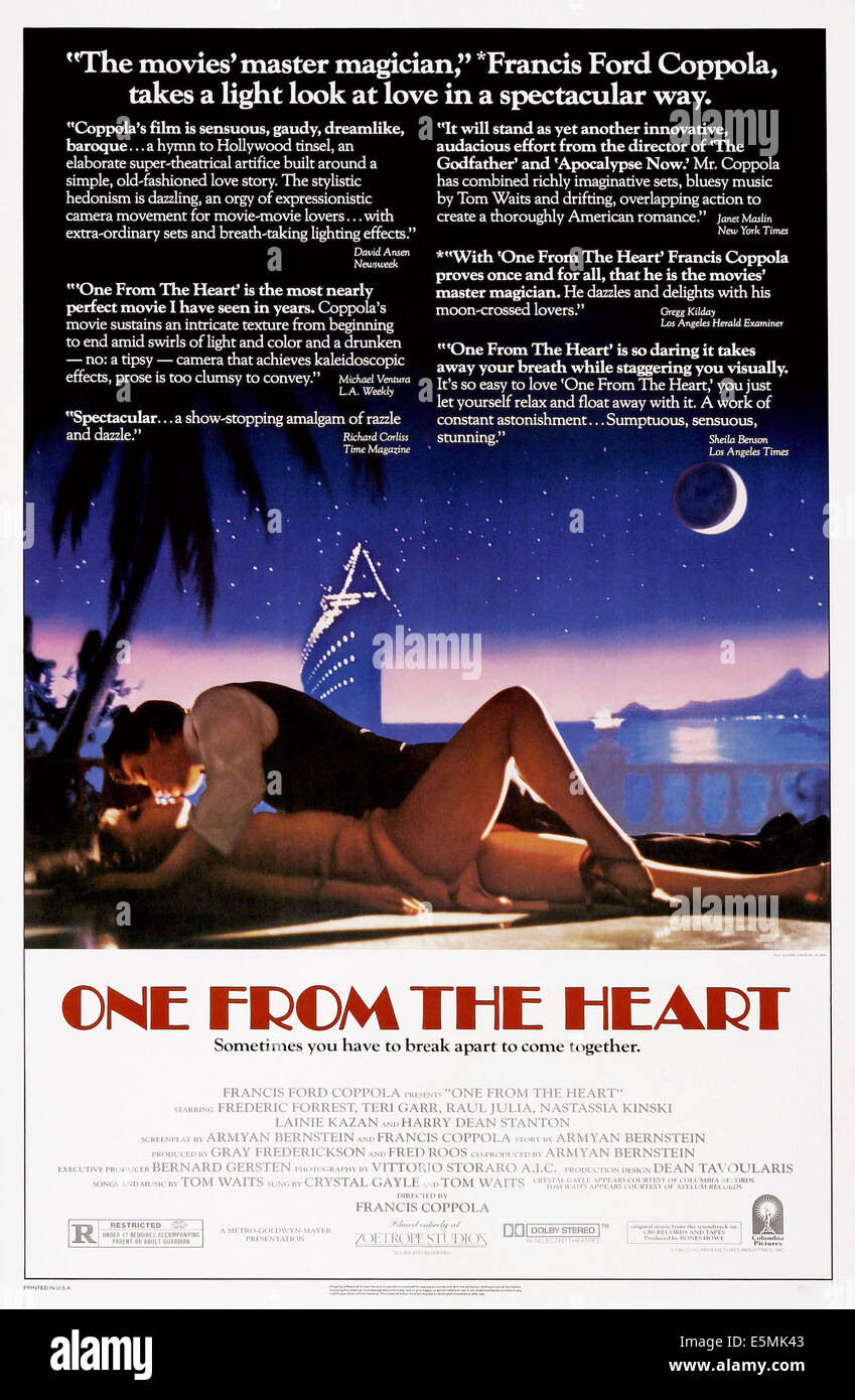 ONE FROM THE HEART, USA Plakatkunst, 1982. © Columbia/Courtesy Everett Collection Stockfoto