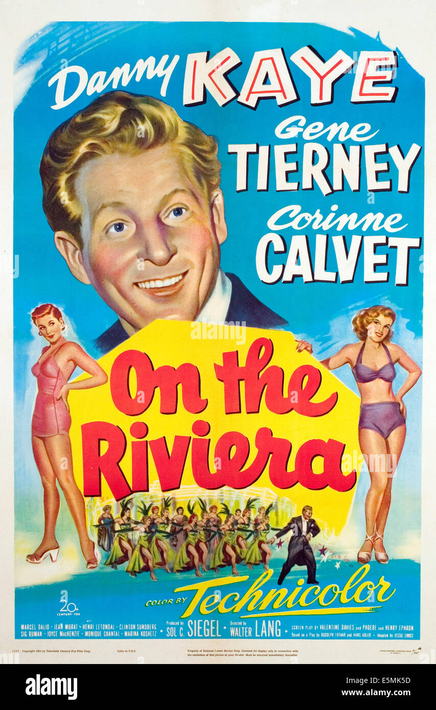 AN der RIVIERA, Danny Kaye, 1951. Stockfoto