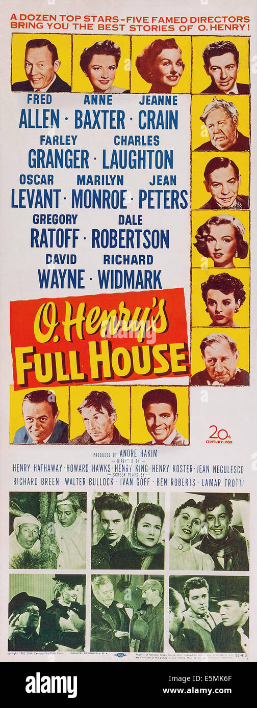 O. HENRYS FULL HOUSE, (aka FULL HOUSE), US-Plakat, von oben links im Uhrzeigersinn: Fred Allen, Anne Baxter, Jeanne Crain, Farley Stockfoto