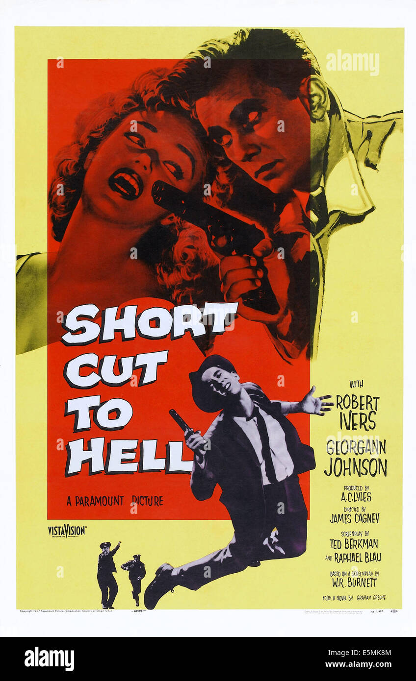 SHORT CUT TO HELL, oben l-r: Georgann Johnson, Robert Ivers, unten: Robert Ivers auf Plakatkunst, 1957. Stockfoto