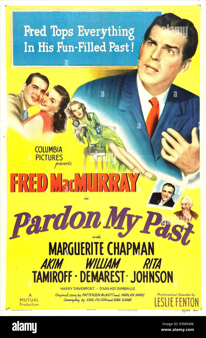 VERZEIHEN Sie meine letzten, US-Poster, oben von links: Fred MacMurray, Marguerite Chapman, Rita Johnson, Akim Tamiroff, Harry Davenport, 1945 Stockfoto