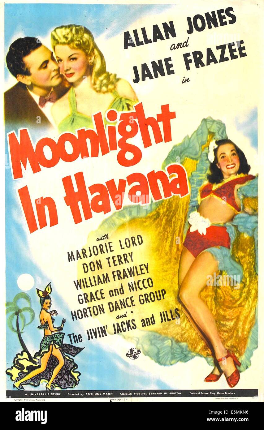 MOONLIGHT IN Havanna, US Poster, oben von links: Allan Jones, Jane Frazee, Marjorie Lord, 1942 Stockfoto