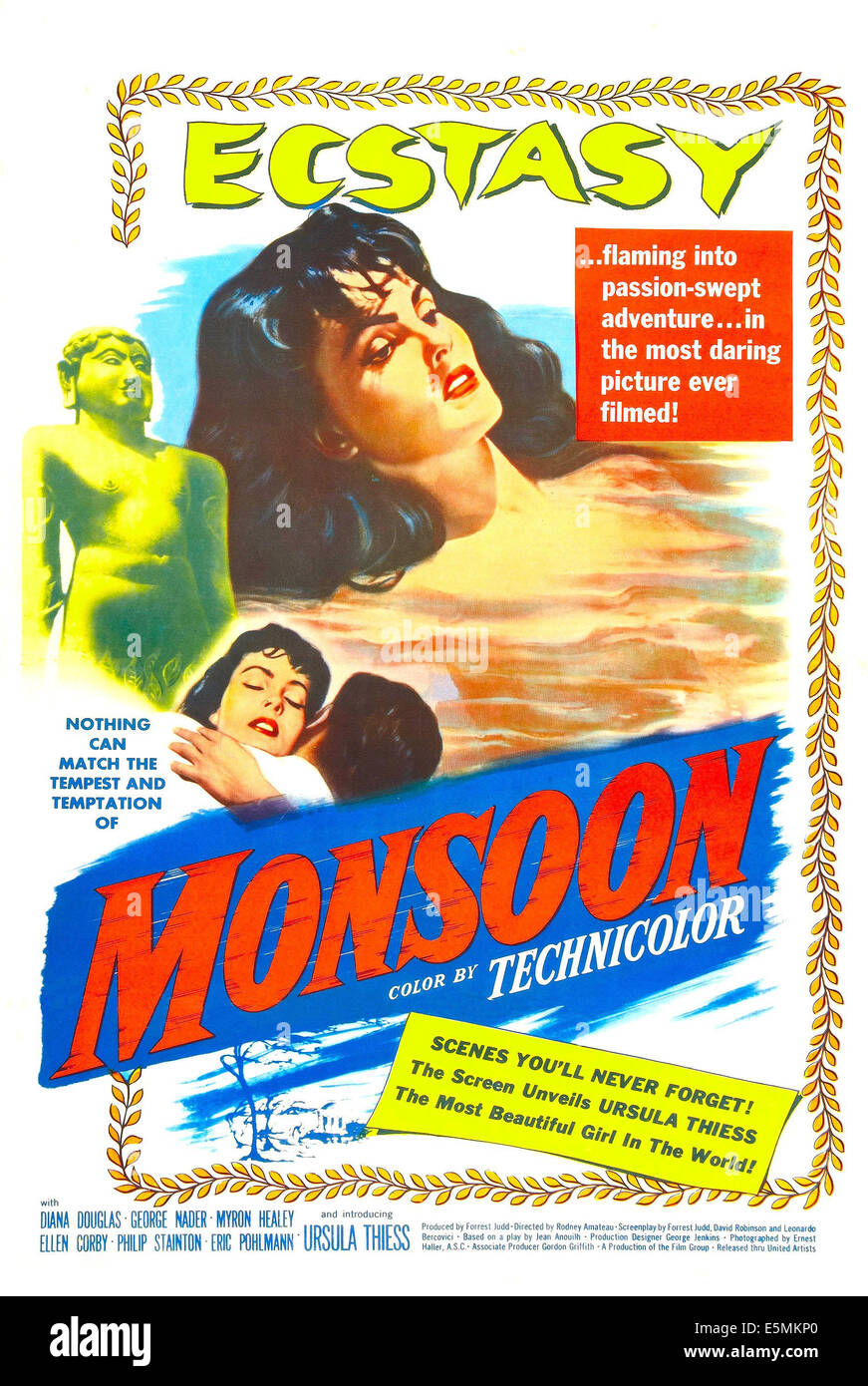 Monsun, US Plakatkunst, Ursula Thiess, 1952. Stockfoto