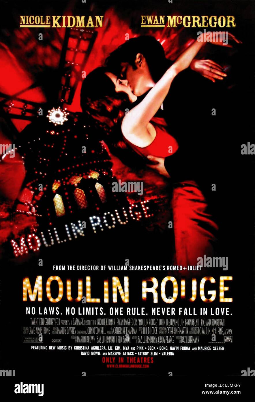MOULIN ROUGE!, l-r: Nicole Kidman, Ewan McGregor auf Plakatkunst, 2001, TM und Copyright © 20. Century Fox Film Corp. Alle Rechte Stockfoto