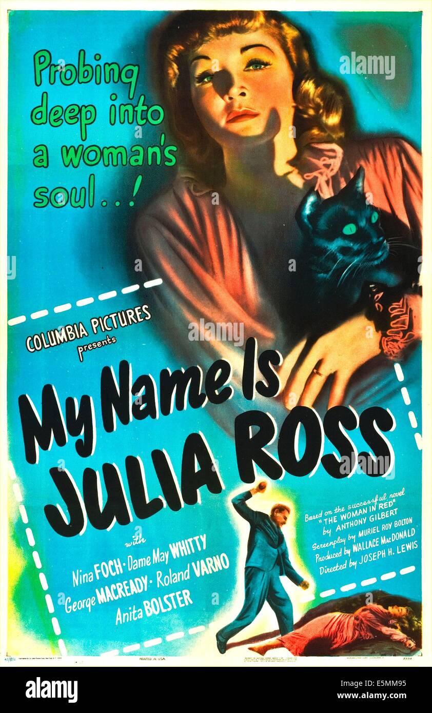 Mein NAME ist JULIA ROSS, US-Plakat, Nina Foch, 1945 Stockfoto