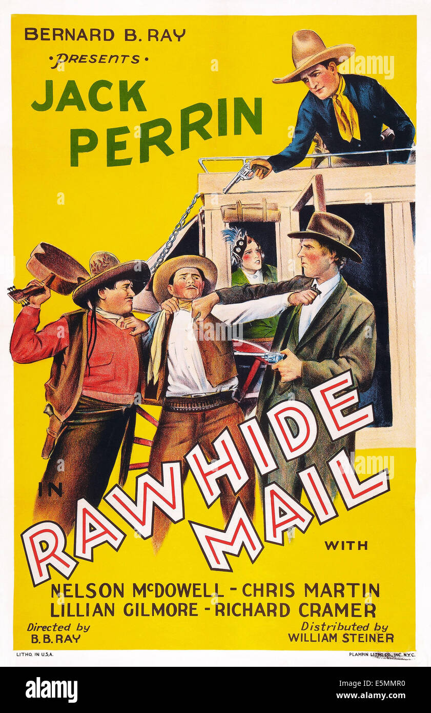 RAWHIDE MAIL, US-Plakat, Jack Perrin (oben), 1934 Stockfoto