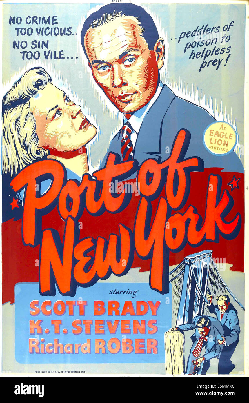 Hafen von NEW YORK, US-Plakat, oben von links: k.t. Stevens, Yul Brynner, 1949 Stockfoto
