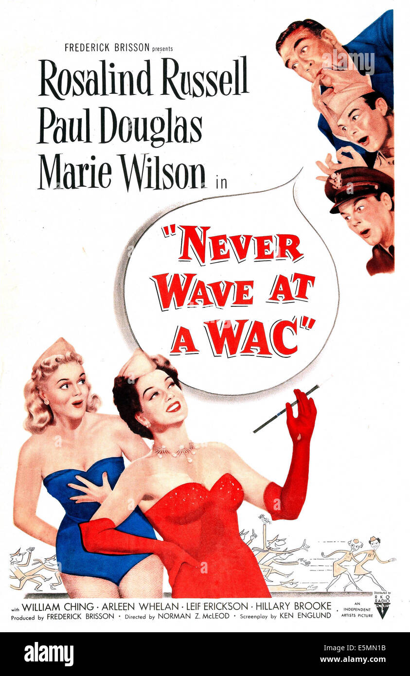 NIE Welle in A WAC, US-Plakat-Kunst, von links: Marie Wilson, Rosalind Russell, 1953. Stockfoto