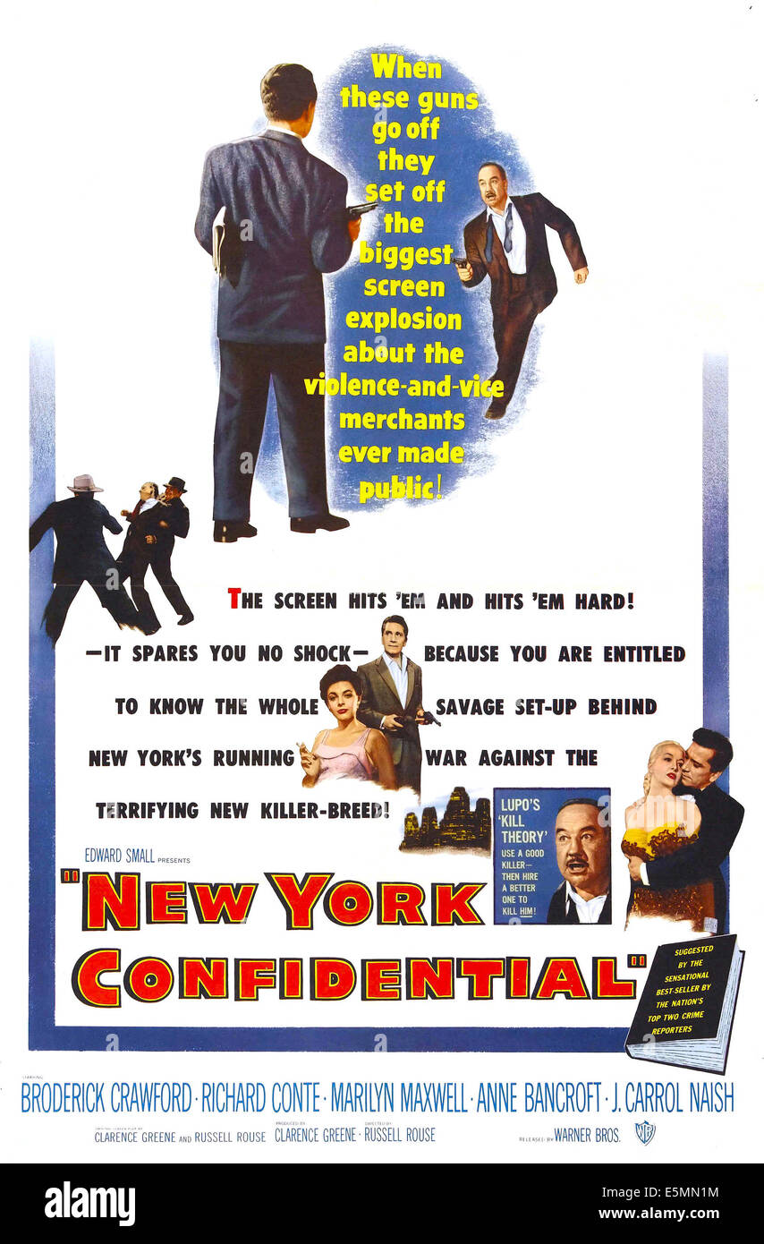 NEW YORK vertraulich, US Plakatkunst, Broderick Crawford, Richard Conte, 1955. Stockfoto