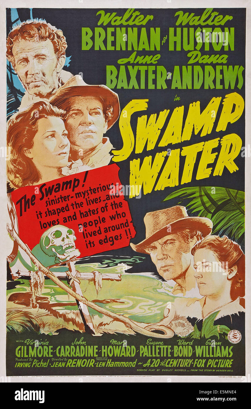 Sumpf Wasser, US Plakatkunst, oben: Walter Brennan, Anne Baxter, Dana Andrews; unten rechts: John Huston, Mary Howard, 1941. TM Stockfoto