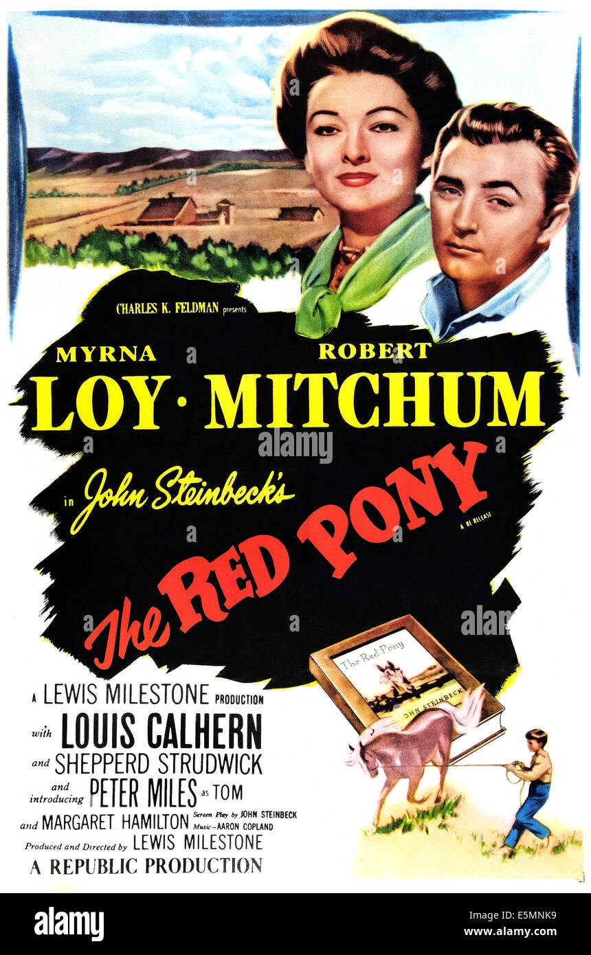 DAS rote PONY, US Plakatkunst, von links: Myrna Loy, Robert Mitchum, 1949 Stockfoto