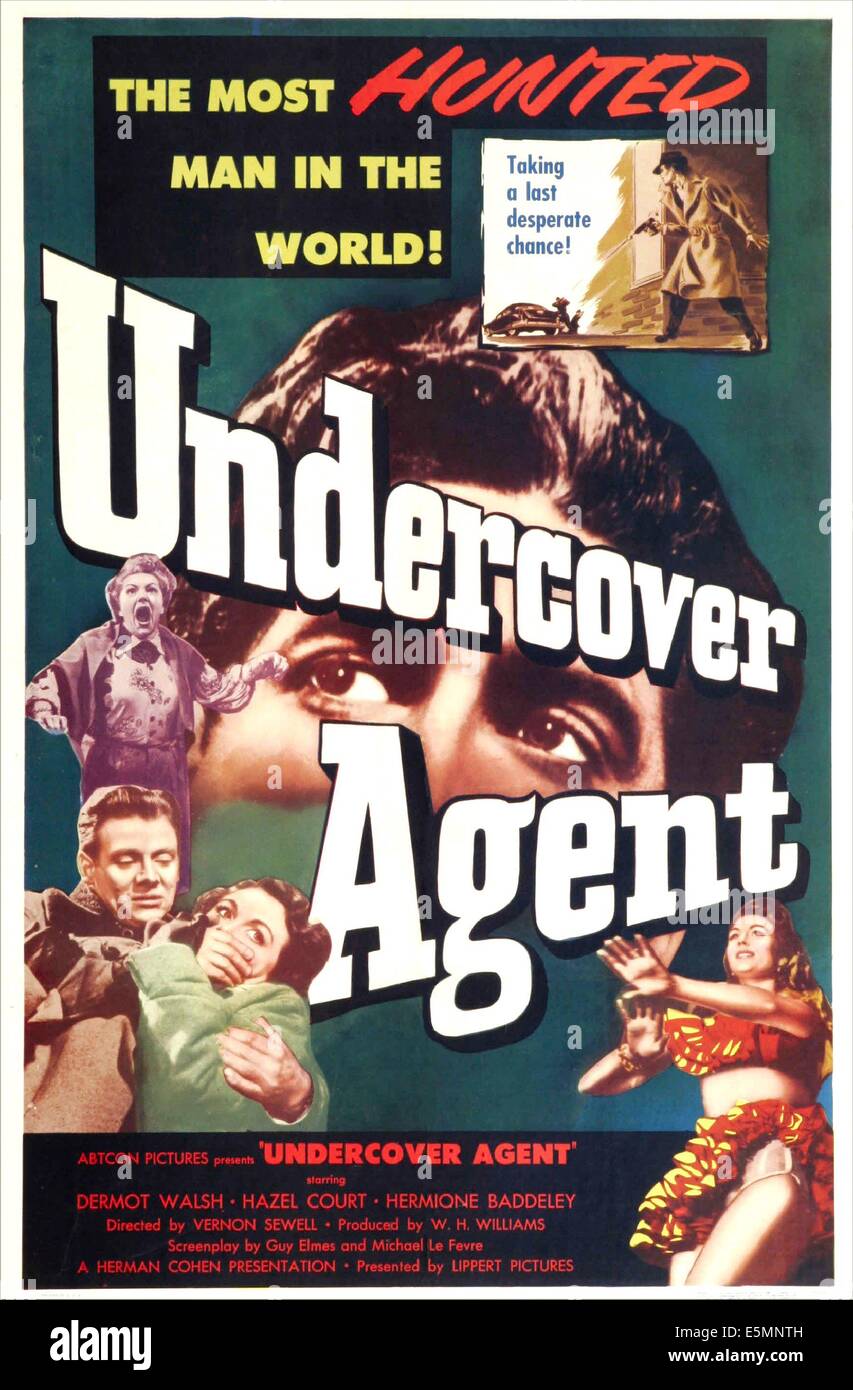 UNDERCOVER-AGENT, (aka COUNTERSPY), US-Poster, unten links: Dermot Walsh, Hazel Court, 1953 Stockfoto