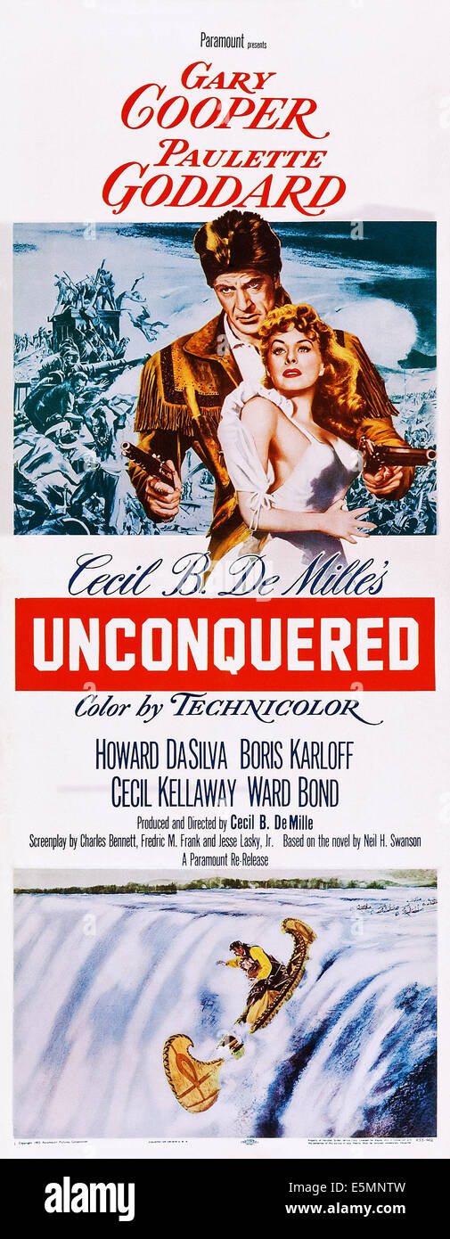 UNCONQUERED, US Plakatkunst, oben von links: Gary Cooper, Paulette Goddard, 1947 Stockfoto