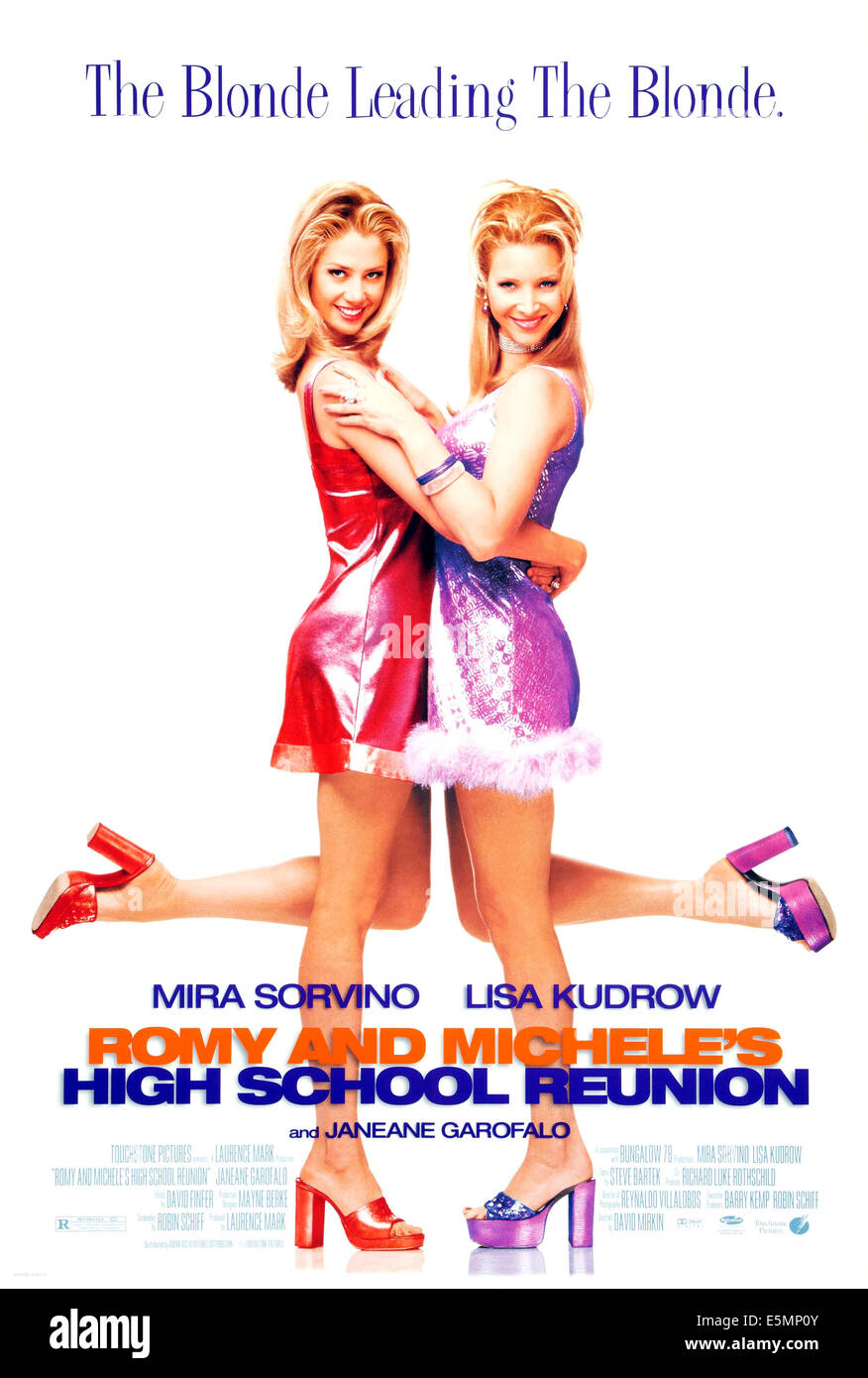 ROMY und MICHELE HIGH SCHOOL REUNION, uns Plakatkunst, von links: Mira Sorvino, Lisa Kudrow, 1997, © Buena Vista/Höflichkeit Stockfoto