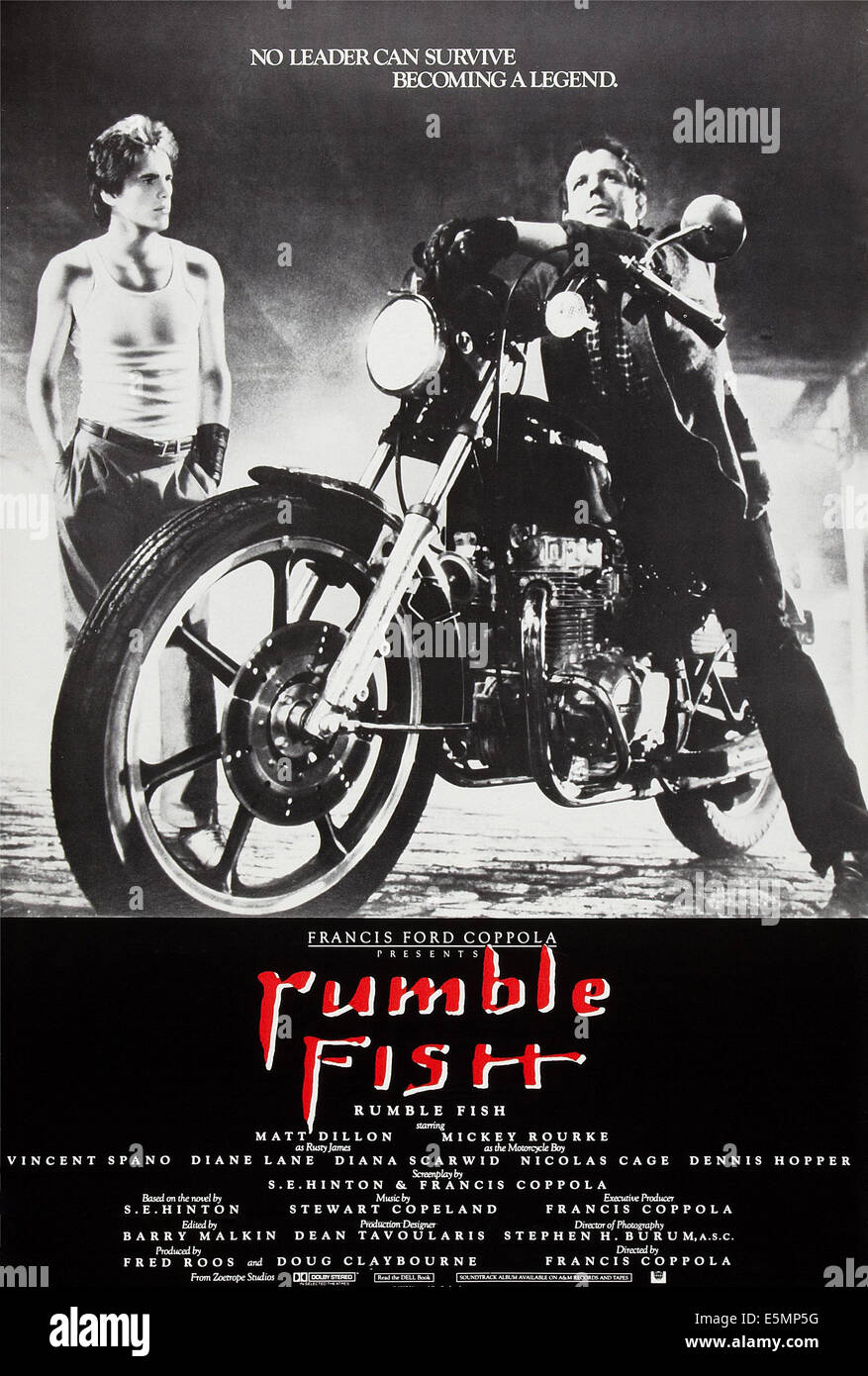 RUMBLE FISH, von links: Matt Dillon, Mickey Rourke, 1983, © Universal/Courtesy Everett Collection Stockfoto