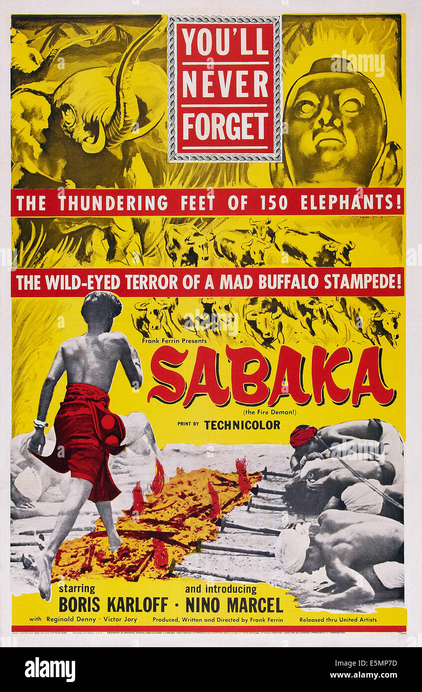 Plakatkunst SABAKA, USA, 1954 Stockfoto