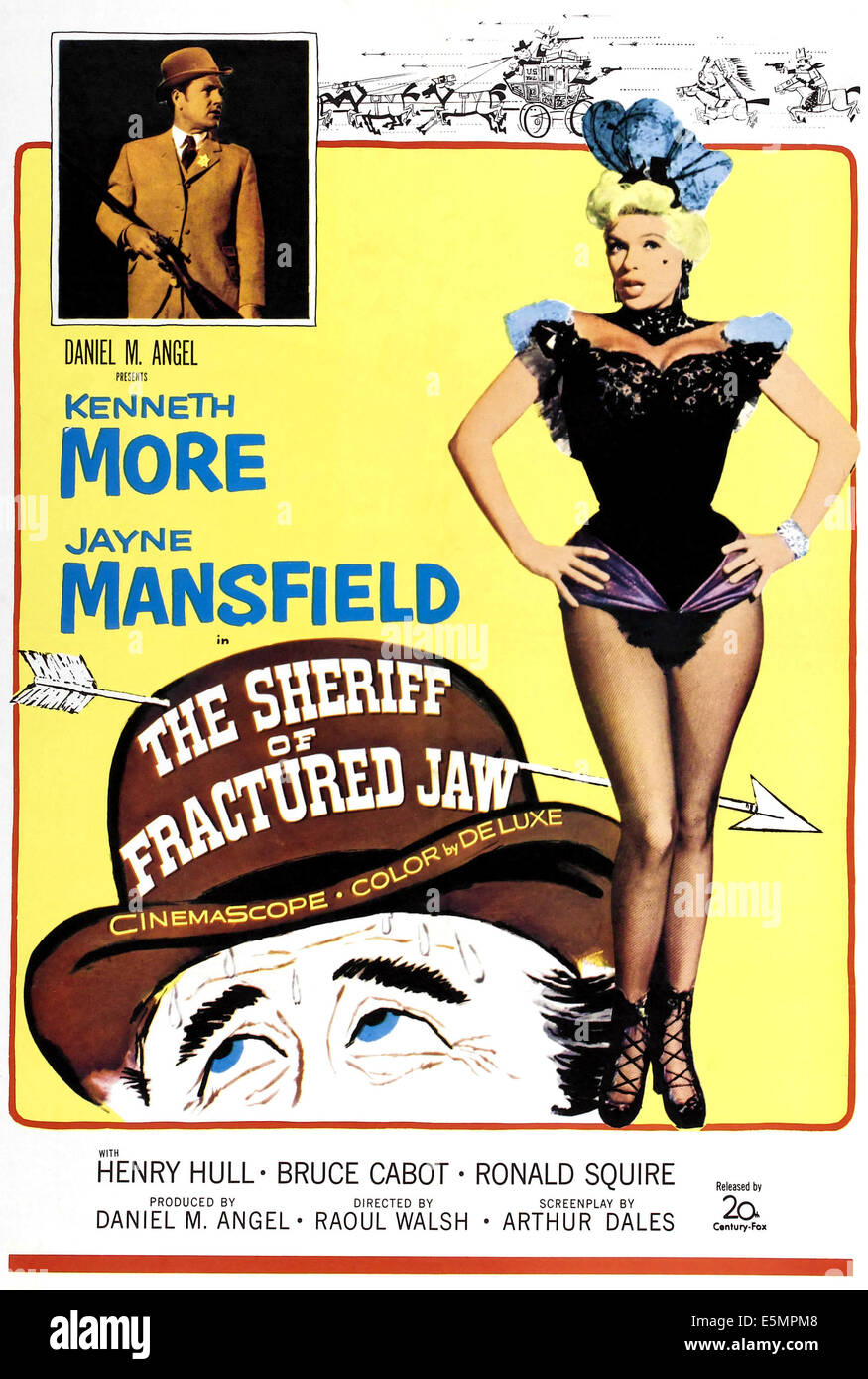 DER SHERIFF von GEBROCHENEN Kiefer, von links, Kenneth More, Jayne Mansfield, 1958, TM und Copyright © 20. Century Fox Film Corp. alle Stockfoto