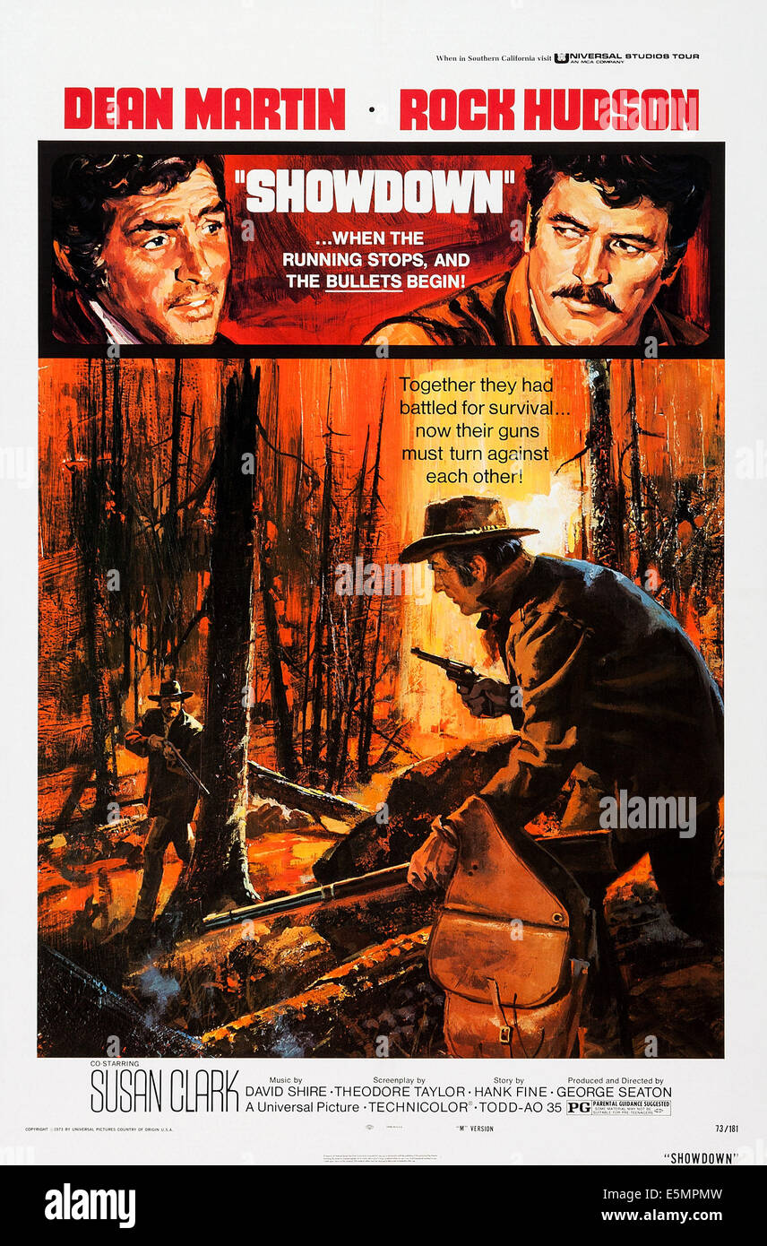SHOWDOWN, US Plakatkunst, von links: Dean Martin, Rock Hudson, 1973 Stockfoto