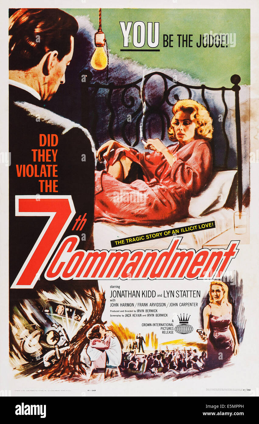 Das 7. Gebot (aka das siebte Gebot), US-Plakat, Lyn Statten (oben und